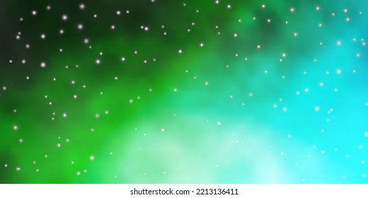 Light Blue, Green vector background with colorful stars. Blur decorative design in simple style with stars. Theme for cell phones.