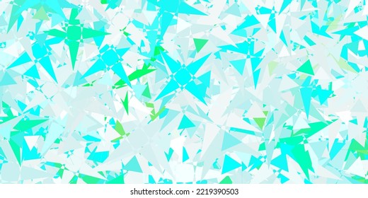 Azul claro, fondo vectorial verde con triángulos. Ilustración abstracta inteligente con formas triangulares de estilo moderno. Patrón para promociones.