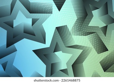 Light Blue, Green vector background with colored stars. Stars on blurred abstract background with gradient. Smart design for your business advert.