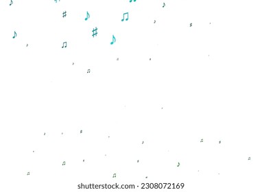 Light Blue, Green vector background with music symbols. Decorative design in abstract style with music shapes. Pattern for websites of musitians.