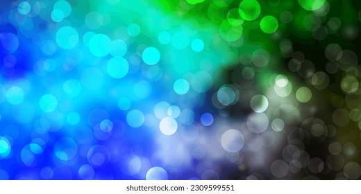 Light Blue, Green vector background with circles. Illustration with set of shining colorful abstract spheres. Pattern for wallpapers, curtains.