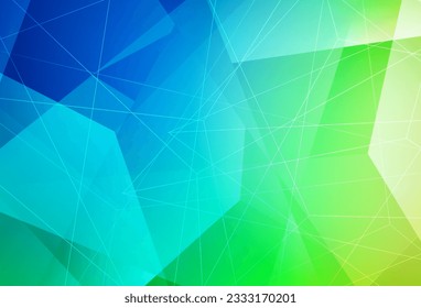 Azul claro, fondo vectorial verde con estilo poligonal. Ilustración abstracta moderna con triángulos coloridos. Patrón de folletos y folletos