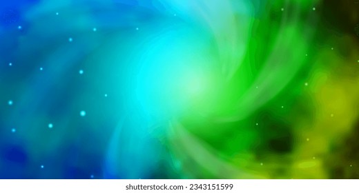 Light Blue, Green vector background with small and big stars. Colorful illustration in abstract style with gradient stars. Design for your business promotion.