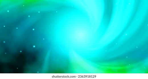 Light Blue, Green vector background with small and big stars. Colorful illustration in abstract style with gradient stars. Best design for your ad, poster, banner.