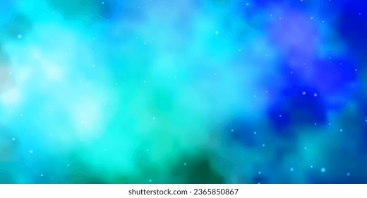 Azul claro, fondo vectorial verde con estrellas coloridas. Ilustración abstracta geométrica moderna con estrellas. Mejor diseño para tu anuncio, afiche, banner.