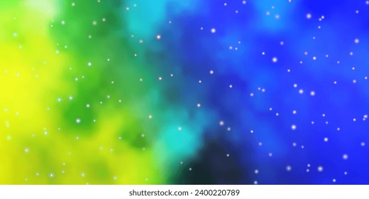 Light Blue, Green vector background with small and big stars. Shining colorful illustration with small and big stars. Theme for cell phones.