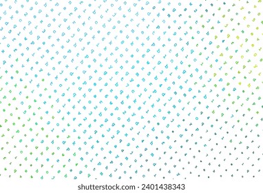 Light Blue, Green vector background with signs of alphabet. Abstract illustration with colored latin alphabet. Smart design for promotion of university.