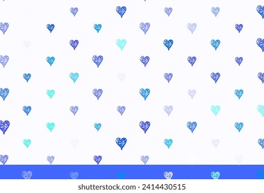 Light Blue, Green vector background with hearts. Illustration with shapes of gradient hearts on blur backdrop. Design for celebrating of Valentine Day.