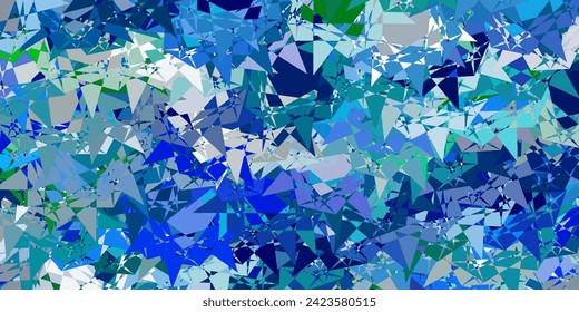 Azul claro, fondo vectorial verde con formas poligonales. Ilustración abstracta sobresaliente con una gama de triángulos coloridos. Patrón de fondo de pantalla.