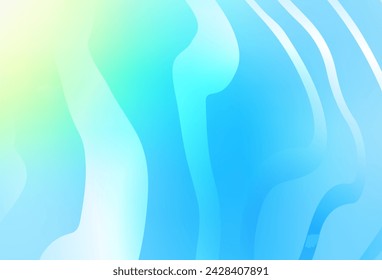 Azul claro, fondo de vector verde con líneas secas. Ilustración brillante que consta de líneas curvas. Patrón para el diseño de su negocio.