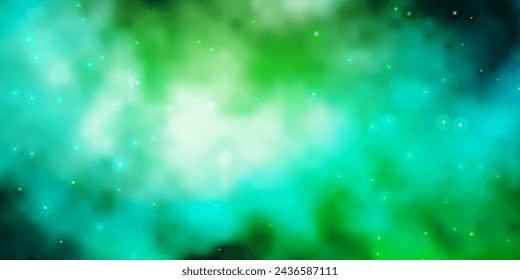 Light Blue, Green vector background with small and big stars. Blur decorative design in simple style with stars. Theme for cell phones.