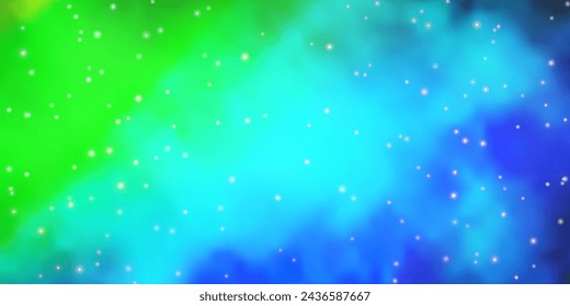 Light Blue, Green vector background with colorful stars. Colorful illustration in abstract style with gradient stars. Theme for cell phones.