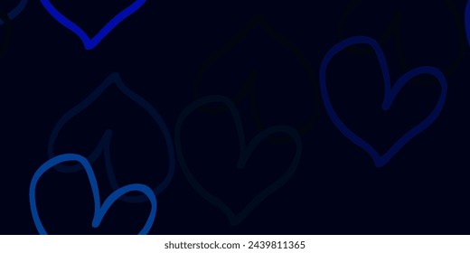 Light Blue, Green vector background with Shining hearts. Beautiful colored illustration with hearts in celebration style. Template for Valentine's greeting postcards.