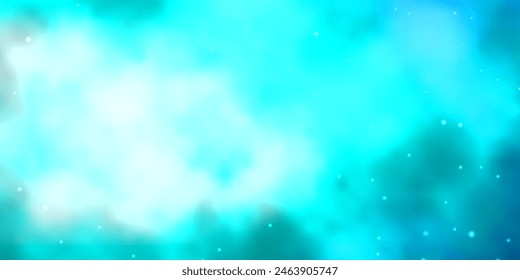 Light Blue, Green vector background with small and big stars. Decorative illustration with stars on abstract template. Best design for your ad, poster, banner.