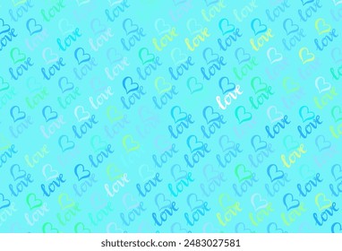 Light Blue, Green vector background with Shining hearts. Beautiful celebration style hearts on abstract illustration. Design for a business advert of anniversary.