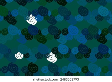 Light Blue, Green vector background with curved circles. Shining crooked illustration in marble style. Pattern for your business design.