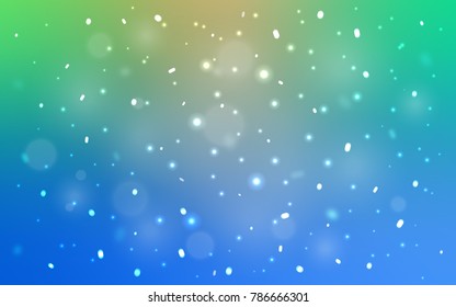 Light Blue, Green vector background with xmas snowflakes. Blurred decorative design in xmas style with snow. The pattern can be used for year new  websites.