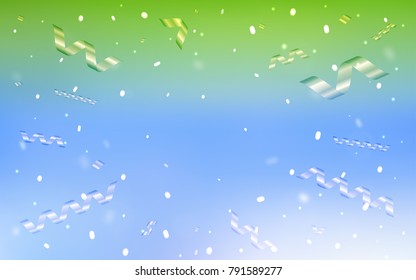 Light Blue, Green vector background with xmas confetti. Blurred decorative design in anniversary style with confetti. The template can be used as a background for postcards.