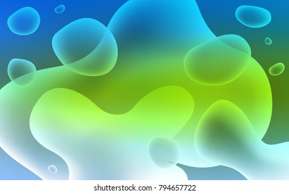 Light Blue, Green vector background with curved circles. Creative illustration in halftone memphis style with gradient. The best blurred design for your business.