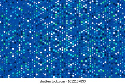 Light Blue, Green vector banner with circles, spheres. Abstract spots. Background of Art bubbles in halftone style with colored gradient.