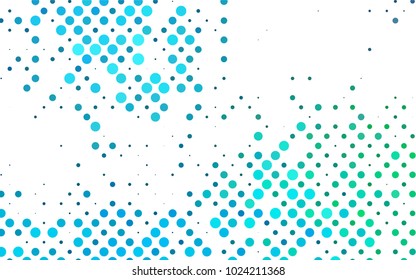 Light Blue, Green vector banner with circles, spheres. Abstract spots. Background of Art bubbles in halftone style with colored gradient.