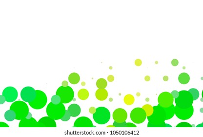 Light Blue, Green vector banner with circles, spheres. Abstract spots. Background of Art bubbles in halftone style with colored gradient.