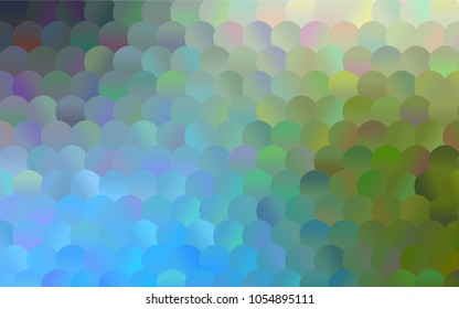 Light Blue, Green vector banner with circles, spheres. Abstract spots. Background of Art bubbles in halftone style with colored gradient.