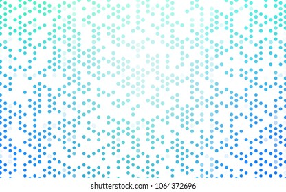 Light Blue, Green vector banner with circles, spheres. Abstract spots. Background of Art bubbles in halftone style with colored gradient.