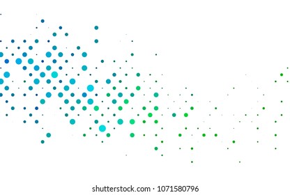 Light Blue, Green vector banner with circles, spheres. Abstract spots. Background of Art bubbles in halftone style with colored gradient.