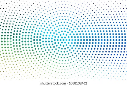 Light Blue, Green vector banner set of circles, spheres. Donuts Background. Creative Design Templates. Technology halftone illustration.