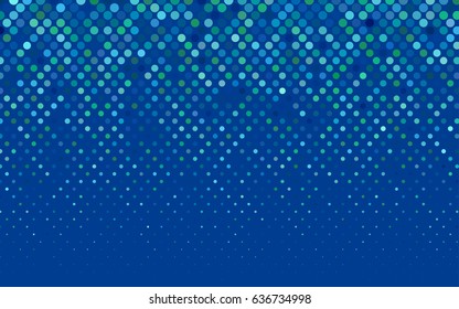 Light Blue, Green vector banner with circles, spheres. Abstract spots. Background of Art bubbles in halftone style with colored gradient.