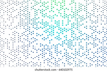 Light Blue, Green vector banner with circles, spheres. Abstract spots. Background of Art bubbles in halftone style with colored gradient.