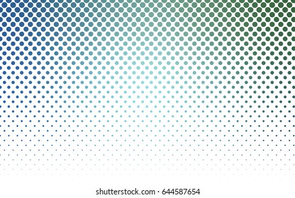 Light Blue, Green vector banner with circles, spheres. Abstract spots. Background of Art bubbles in halftone style with colored gradient.