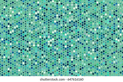 Light Blue, Green vector banner with circles, spheres. Abstract spots. Background of Art bubbles in halftone style with colored gradient.