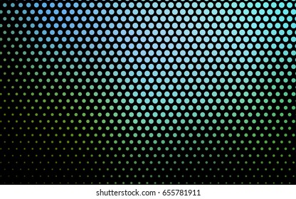 Light Blue, Green vector banner with circles, spheres. Abstract spots. Background of Art bubbles in halftone style with colored gradient.