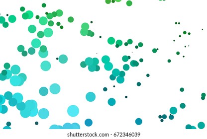 Light Blue, Green vector banner with circles, spheres. Abstract spots. Background of Art bubbles in halftone style with colored gradient.