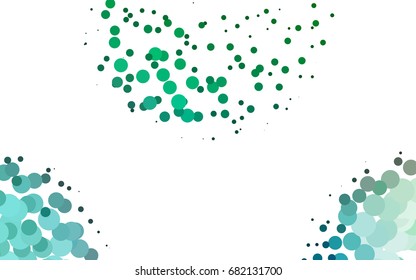 Light Blue, Green vector banner with circles, spheres. Abstract spots. Background of Art bubbles in halftone style with colored gradient.