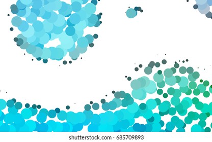 Light Blue, Green vector banner with circles, spheres. Abstract spots. Background of Art bubbles in halftone style with colored gradient.