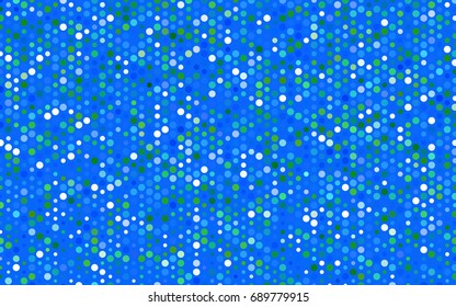 Light Blue, Green vector banner with circles, spheres. Abstract spots. Background of Art bubbles in halftone style with colored gradient.