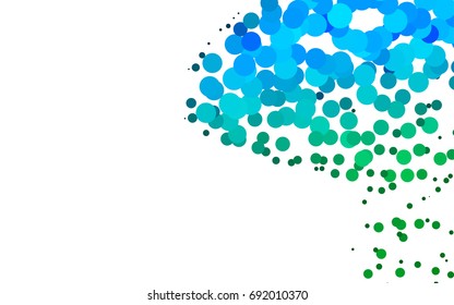 Light Blue, Green vector banner with circles, spheres. Abstract spots. Background of Art bubbles in halftone style with colored gradient.