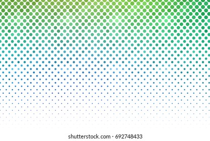 Light Blue, Green vector banner with circles, spheres. Abstract spots. Background of Art bubbles in halftone style with colored gradient.