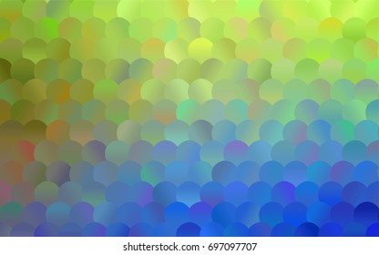 Light Blue, Green vector banner with circles, spheres. Abstract spots. Background of Art bubbles in halftone style with colored gradient.