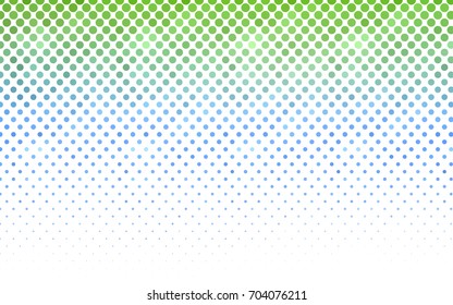 Light Blue, Green vector banner with circles, spheres. Abstract spots. Background of Art bubbles in halftone style with colored gradient.