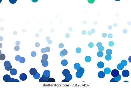 Light Blue, Green vector banner with circles, spheres. Abstract spots. Background of Art bubbles in halftone style with colored gradient.