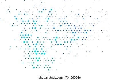 Light Blue, Green vector banner with circles, spheres. Abstract spots. Background of Art bubbles in halftone style with colored gradient.