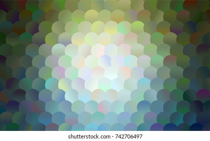 Light Blue, Green vector banner with circles, spheres. Abstract spots. Background of Art bubbles in halftone style with colored gradient.