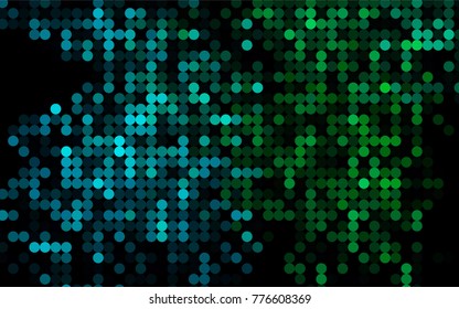 Light Blue, Green vector banner with circles, spheres. Abstract spots. Background of Art bubbles in halftone style with colored gradient.