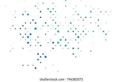 Light Blue, Green vector banner with circles, spheres. Abstract spots. Background of Art bubbles in halftone style with colored gradient.