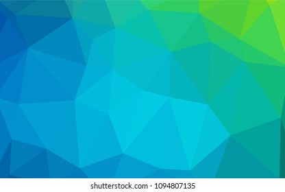 Light Blue, Green vector blurry triangle pattern. Geometric illustration in Origami style with gradient.  The polygonal design can be used for your web site.