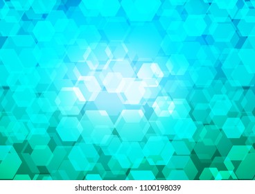 Light Blue, Green vector blurry hexagon background. Modern geometrical abstract illustration with gradient. The elegant pattern can be used as part of a brand book.